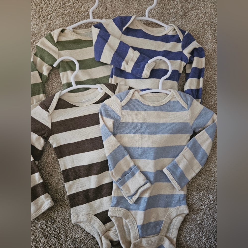 Carter's Striped Bodysuits - Green, Blue, Brown, Light Blue